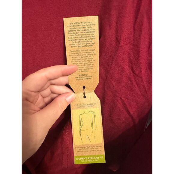 Woolrich Women's 7003 Laureldale Long Sleeve T-Shirt Stretch Cotton Burgundy M - Picture 4 of 6